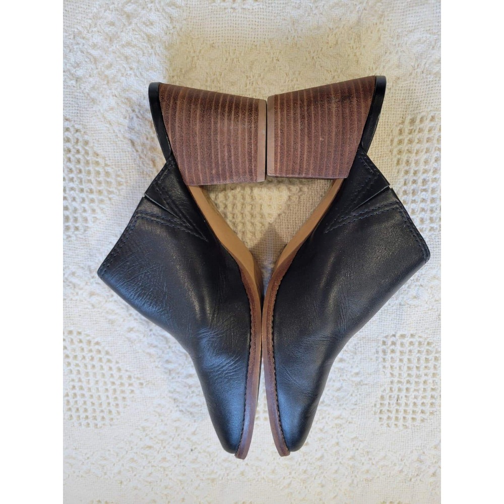 Madewell Black Leather Pointed Toe Block Heel Mules Slip On Shoes Size 9.5 - Picture 9 of 13